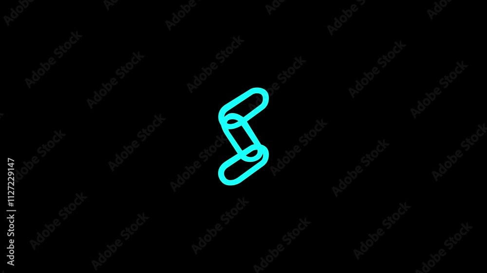 Chain link shape icon animation on a black background . Chain link shape icon animation on a black background .