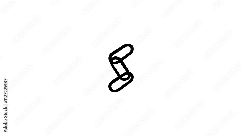 Chain link shape icon black color animation on a white background . Chain link shape icon black color animation on a white background .
