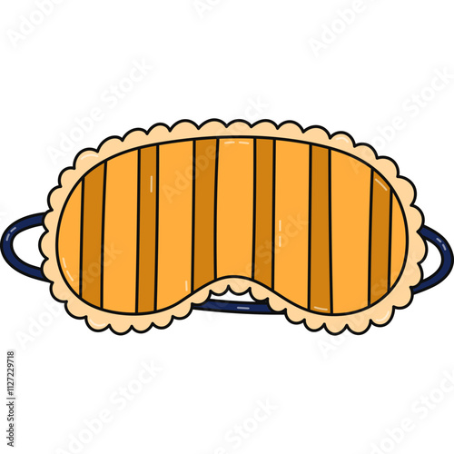 Cute dodle sleeping mask with lace and vertical stripes pattern. Trendy girly striped eye mask. Hand drawn bedtime accessory for good dreaming to prevent fatigue isolated on white background. photo