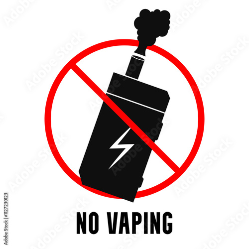 No vaping sign. Vape in prohibition circle. Vector illustration.