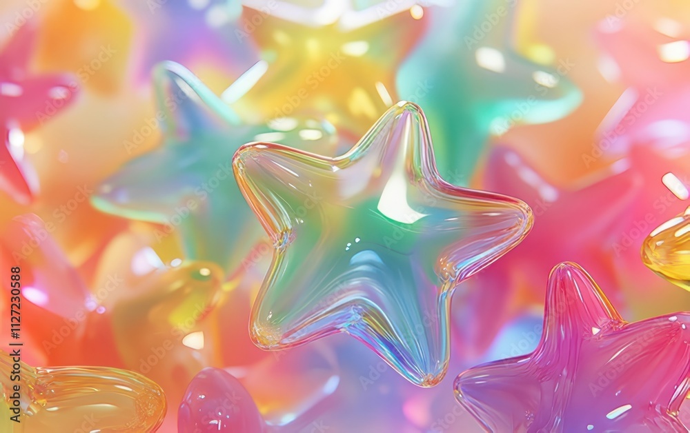 Colorful iridescent star shapes. Colorful iridescent star shapes.