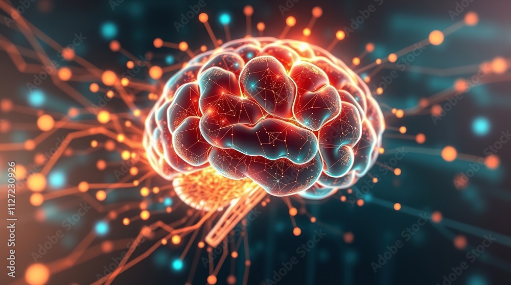 Fototapeta premium Glowing Neural Network, Dreamlike Atmosphere