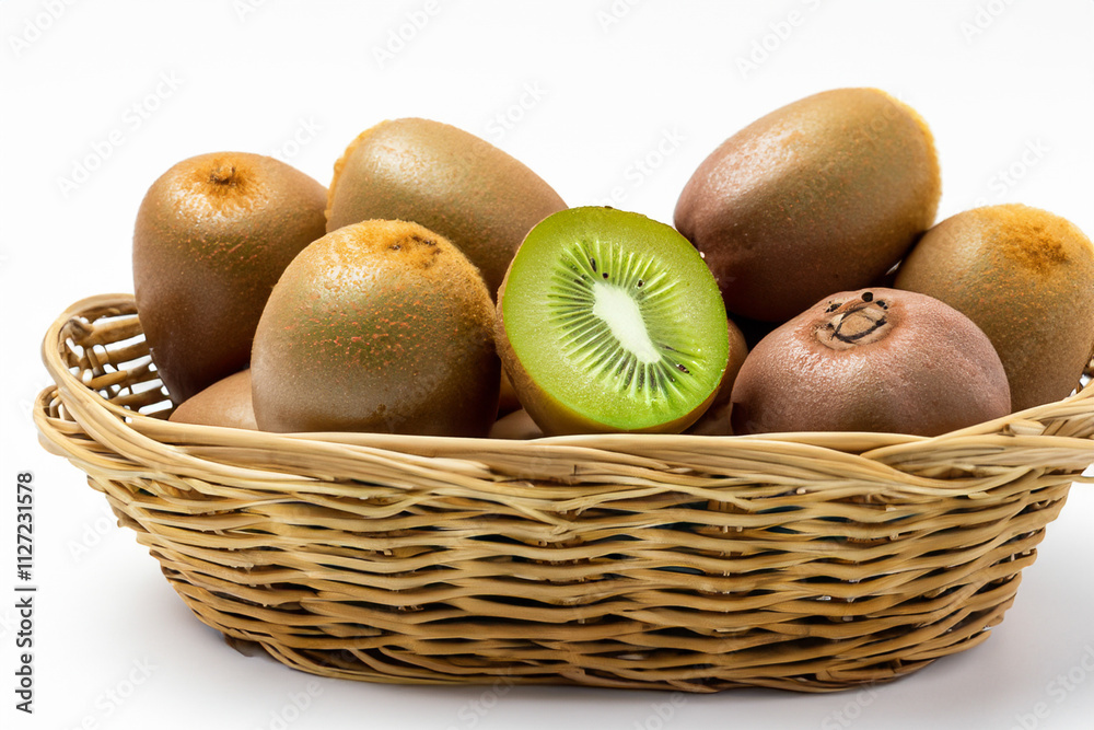 Basket of kiwi fruit. Basket of kiwis on white background. A basket of kiwi fruit lies on a white background. A basket of kiwi fruit lies on a white lifestyle background. Basket of kiwi fruit. Basket of kiwis on white background. A basket of kiwi fruit lies on a white background. A basket of kiwi fruit lies on a white lifestyle background.