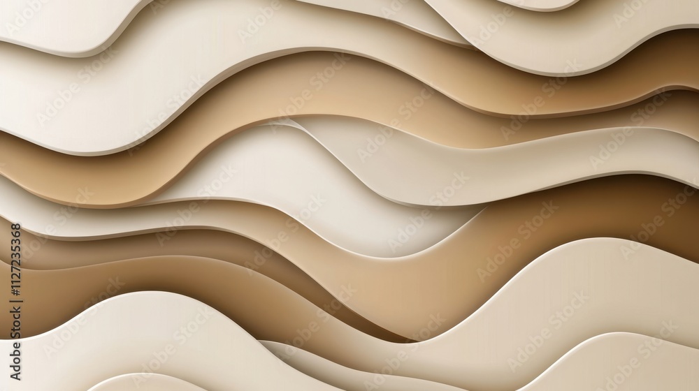 Obraz premium Abstract Beige Wavy Layers Background Design