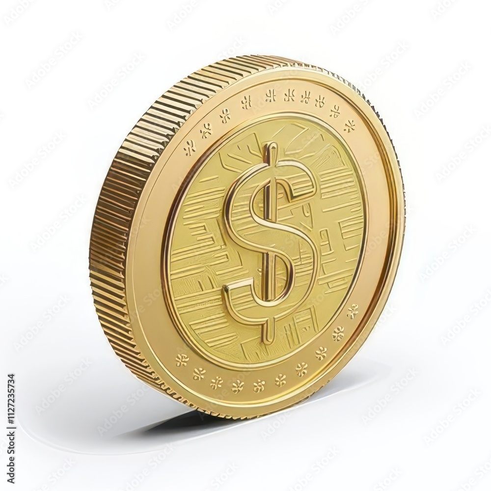 Golden coin with dollar sign. Golden coin with dollar sign.