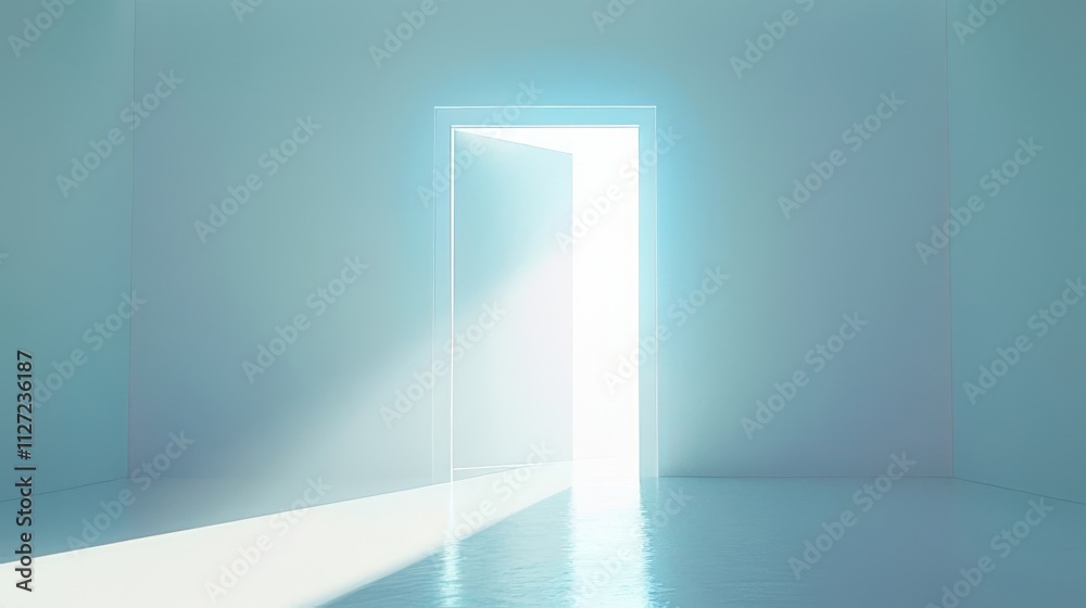 Open door in bright light, room. Open door in bright light, room.