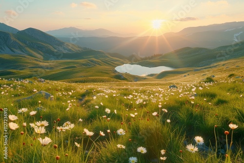 Fototapeta Naklejka Na Ścianę i Meble -  Breathtaking dawn over a mountain lake in tatra national park, poland s natural gem