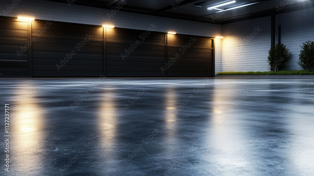 A well-lit garage with clean, smooth concrete gleaming under the lights, highlighting the effectiveness of a high-pressure washer in maintaining cleanliness. A well-lit garage with clean, smooth concrete gleaming under the lights, highlighting the effectiveness of a high-pressure washer in maintaining cleanliness.