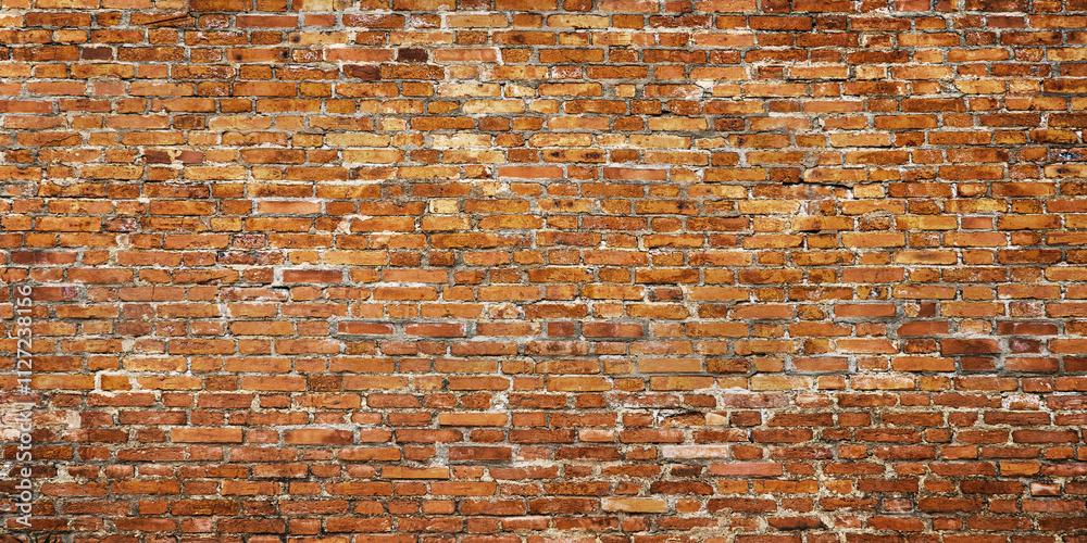 Naklejka premium vintage brick wall as a backdrop, red cobblestone masonry texture