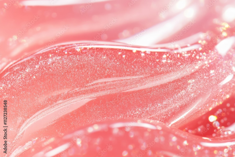 Fototapeta premium Photo of Fresh lip gloss smear of bright pink color. Background texture for backdrops or mapping