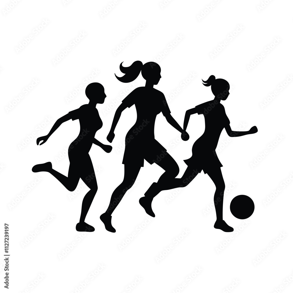 Female Football Player Silhouette Vector Art Illustration Female Football Player Silhouette Vector Art Illustration