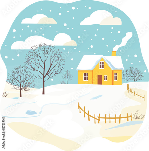 winter landscape with house