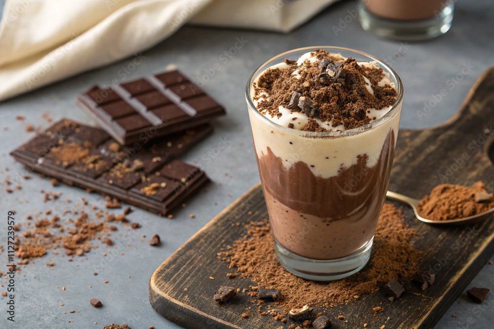 delicious chocolate milkshake topped with chocolate chips delicious chocolate milkshake topped with chocolate chips