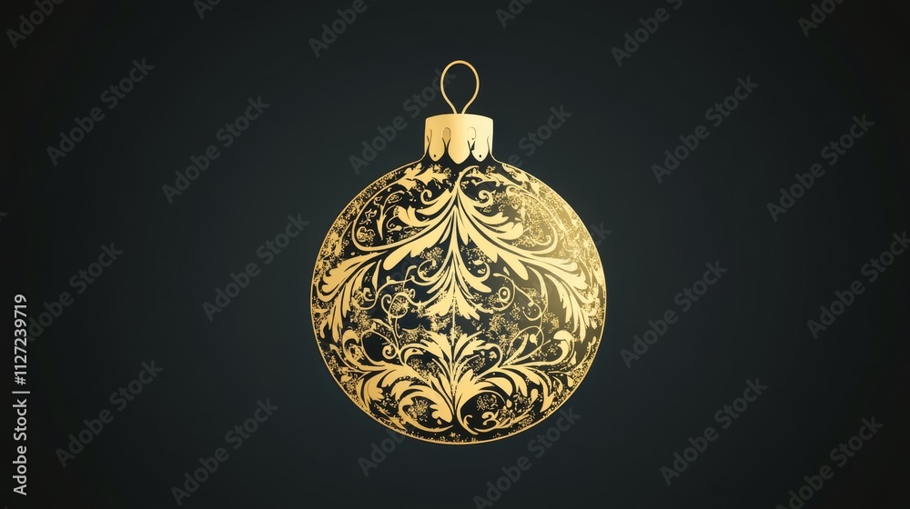 Elegant gold ornament with intricate designs on a dark background Elegant gold ornament with intricate designs on a dark background