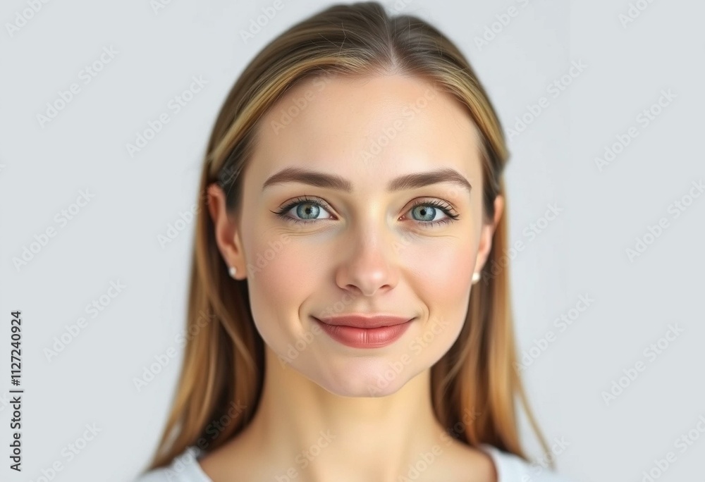 Half-length portrait of a calm female face Half-length portrait of a calm female face