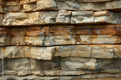 Photo of Sedimentary layered rock texture. Background texture for backdrops or mapping