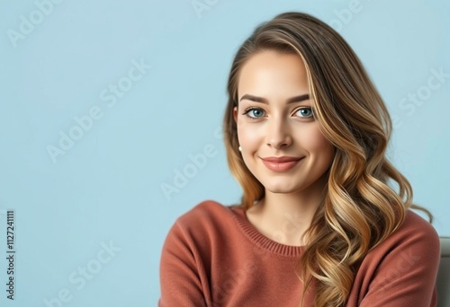 Half-length portrait of a calm and serene young woman