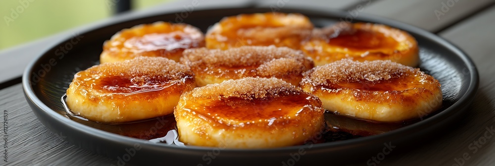 A plate of golden caramelized cr??me br? A plate of golden caramelized cr??me br?
