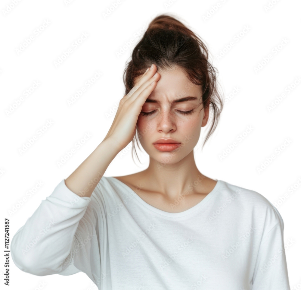 PNG Woman closed her eye with her hand pain disappointment contemplation. PNG Woman closed her eye with her hand pain disappointment contemplation.