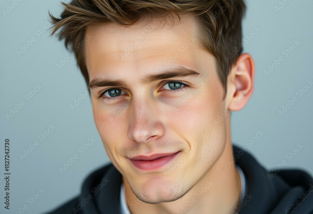 Half-length portrait of a calm male face Half-length portrait of a calm male face