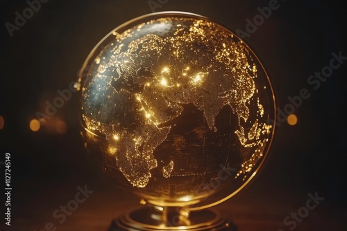 Glowing Digital Globe with Dynamic Connections