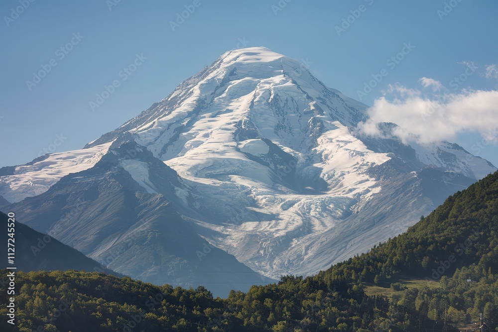 A photo of a majestic snow-capped mountain peak A photo of a majestic snow-capped mountain peak