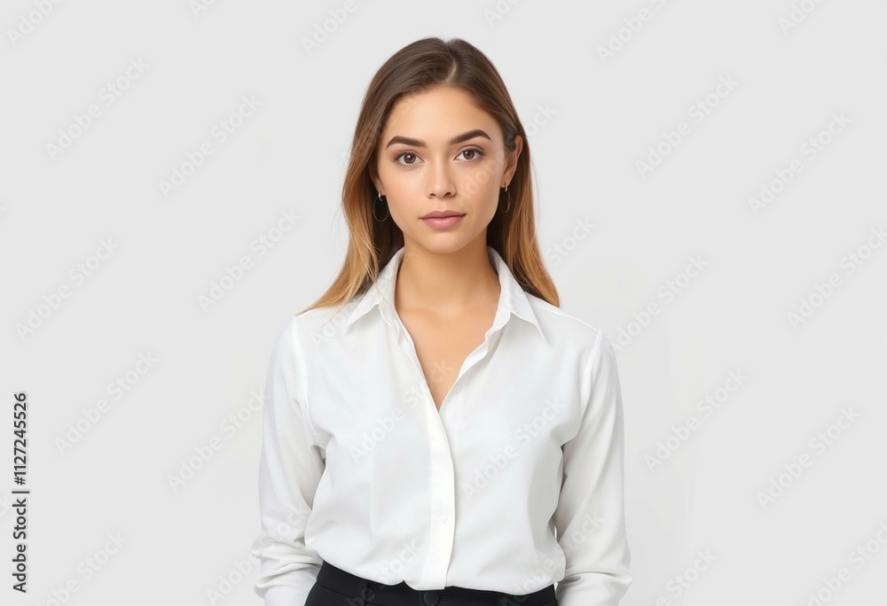 Half-length portrait of a calm female Half-length portrait of a calm female