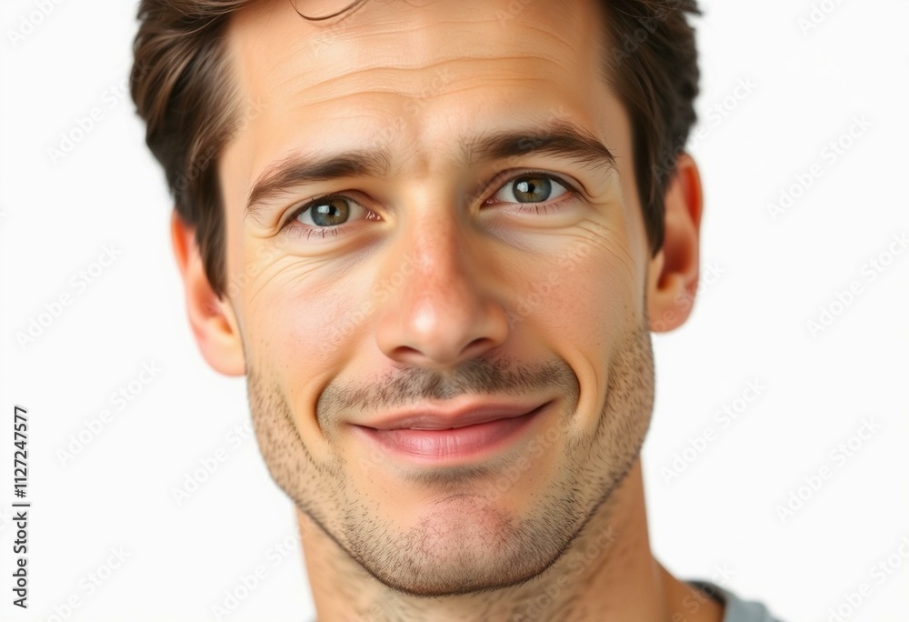 Half-length portrait of a 30-year-old male with a neutral expression Half-length portrait of a 30-year-old male with a neutral expression