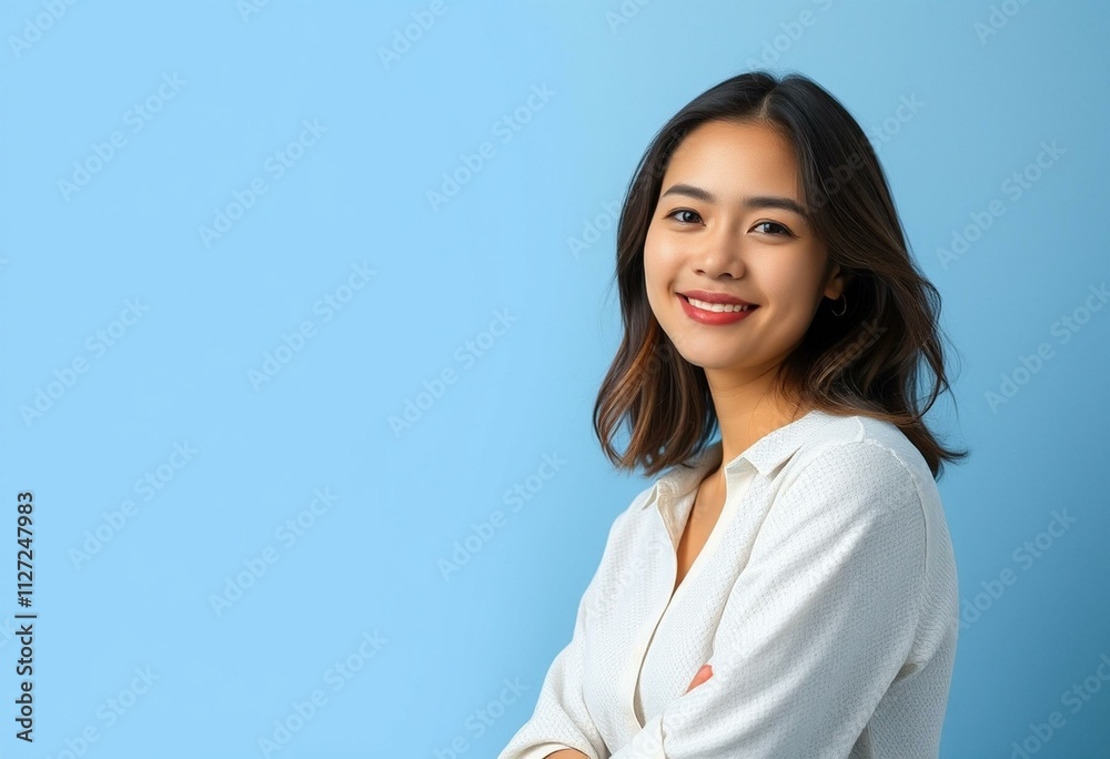 Half-length portrait of a young female with a calm expression Half-length portrait of a young female with a calm expression