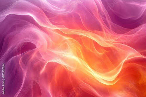 Abstract image of flowing, translucent fabric in shades of pink, orange, and yellow.