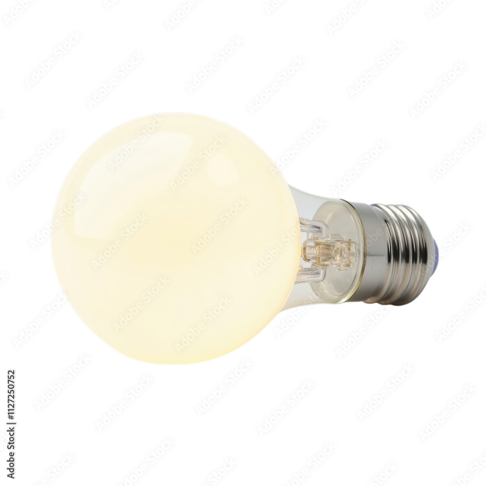PNG of Close-up of a glowing incandescent light bulb on transparent background. PNG of Close-up of a glowing incandescent light bulb on transparent background.