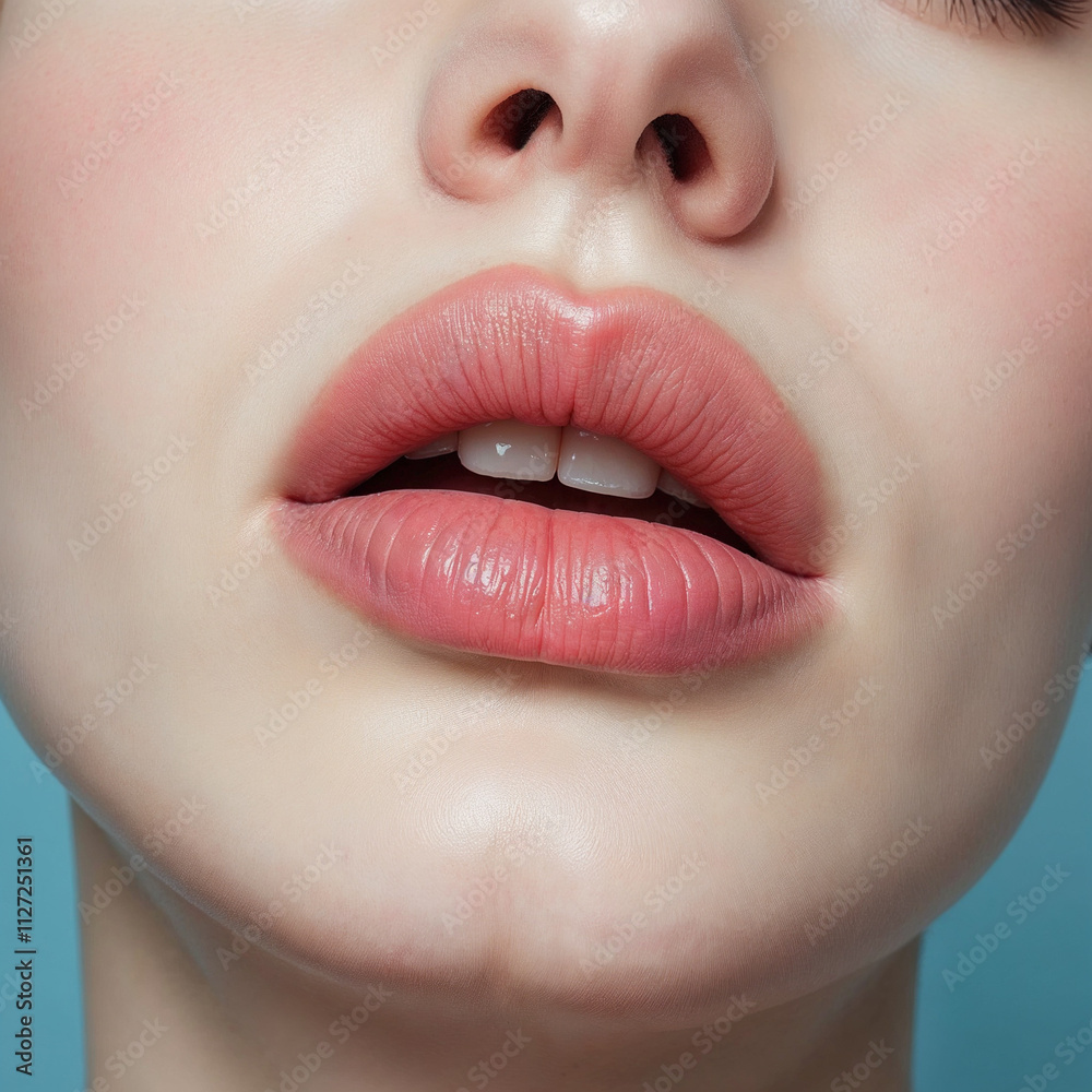 Naklejka premium female lips painted with lipstick close-up 