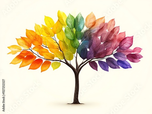 Rainbow Tree Showing Seasonal Leaf Color Changes