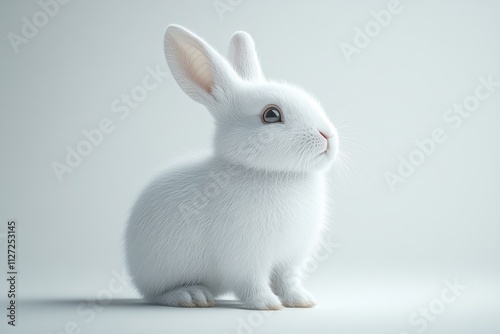 Minimalist rabbit image in a standing pose, isolated for clean and modern advertising designs. photo