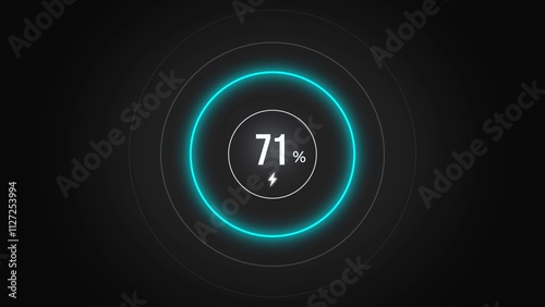 Loading screen at 71%, screen cell phone display while charging battery 71%.