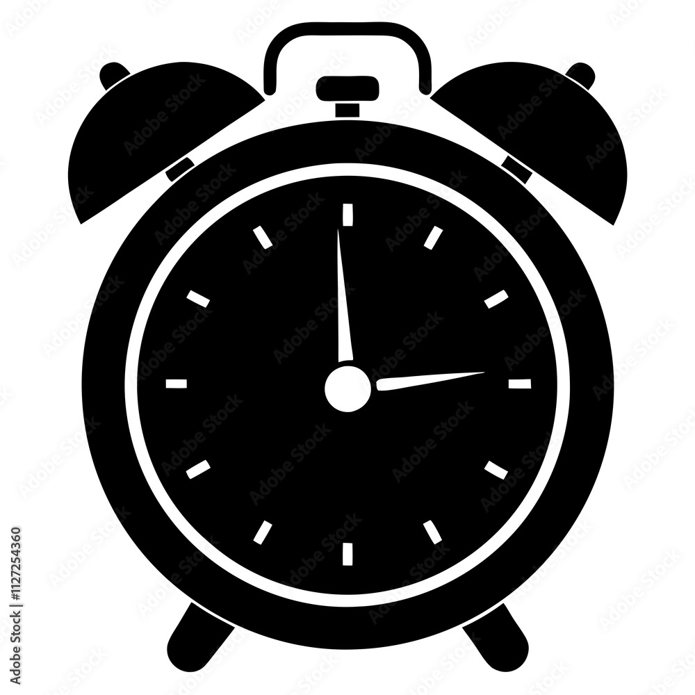 Alarm clock icon. Clock art front view. Alarm clock silhouette art illustration Alarm clock icon. Clock art front view. Alarm clock silhouette art illustration