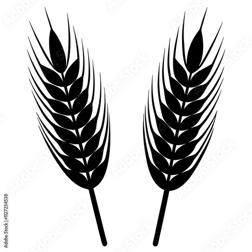 Set of wheat grain ears collection icon. Wheat ear art front view. Agriculture wheat ear silhouette art illustration