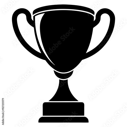 Black award trophy cup icon. A simple trophy cup art front view. Trophy cup silhouette art & illustration.