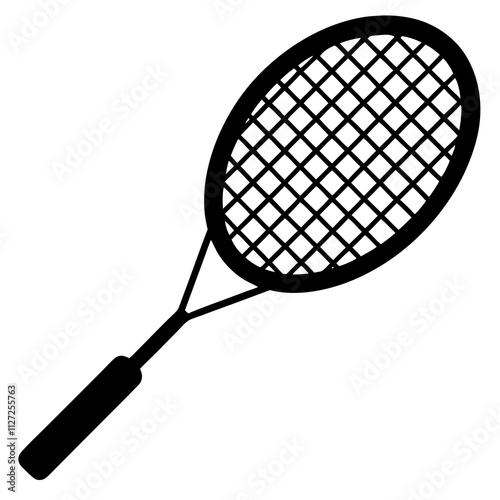 A simple badminton racket icon. Tennis racket art front view. Racket silhouette art illustration, Sports elements vector