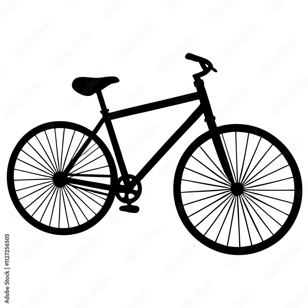 Fototapeta premium Black bicycle shape icon. A simple bicycle art front view. Bicycle silhouette art & illustration.