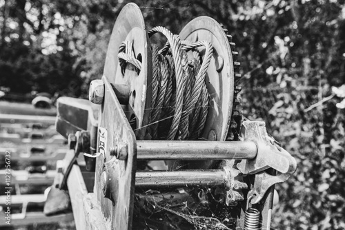 Fotografija Close-up of a winch with a large, metal hook