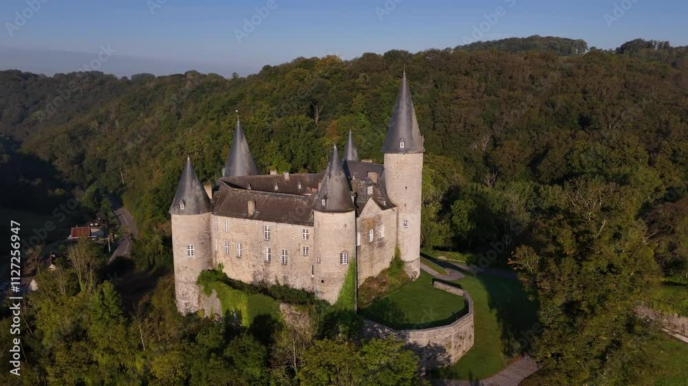 Enchanting views of Veves Castle surrounded by lush green landscapes Enchanting views of Veves Castle surrounded by lush green landscapes