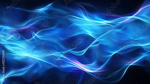 Flowing abstract blue waves create an energetic visual with dynamic curves and light effects, evoking futuristic motion and fluidity. AI generated at the end.