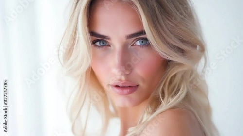 Close-up portrait of a beautiful blonde woman