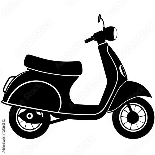 Black women scooter shape icons. Scooter art front view. Scooter modern style silhouette art & illustration.