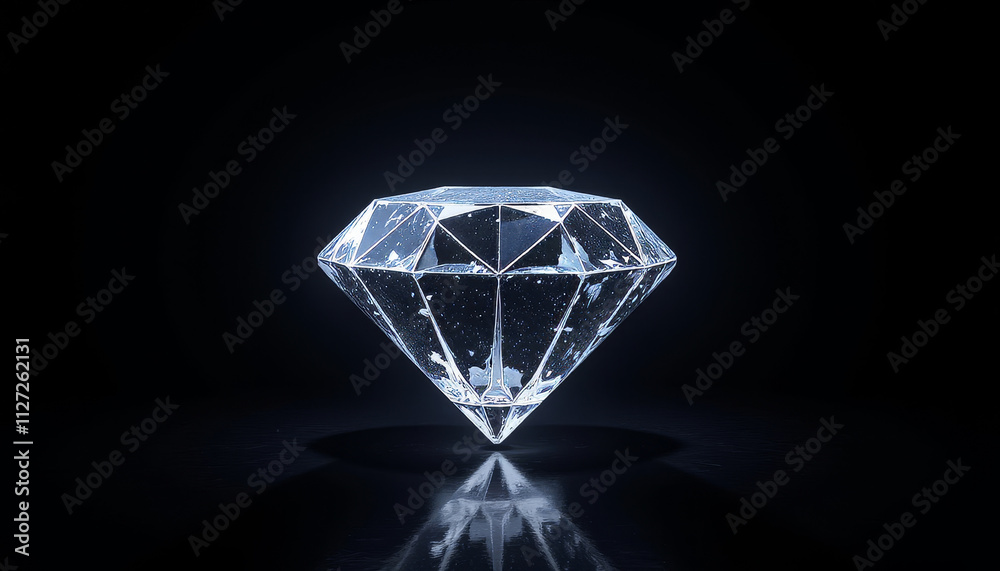 Brilliant diamond reflecting light in a dark setting creates a mesmerizing visual experience Brilliant diamond reflecting light in a dark setting creates a mesmerizing visual experience