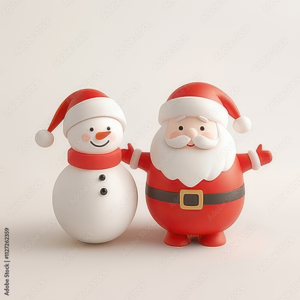 Cute 3D Santa and snowman friends. Cute 3D Santa and snowman friends.