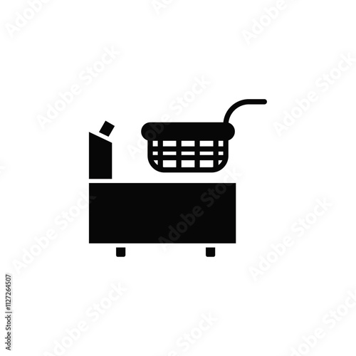 Restaurant deep fryer icon Vector flat thin line illustration