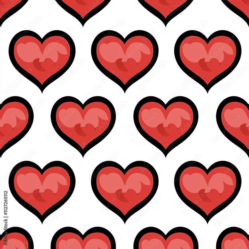 Pattern of red hearts on a white background, perfect for Valentine's Day themes. Pattern of red hearts on a white background, perfect for Valentine's Day themes.