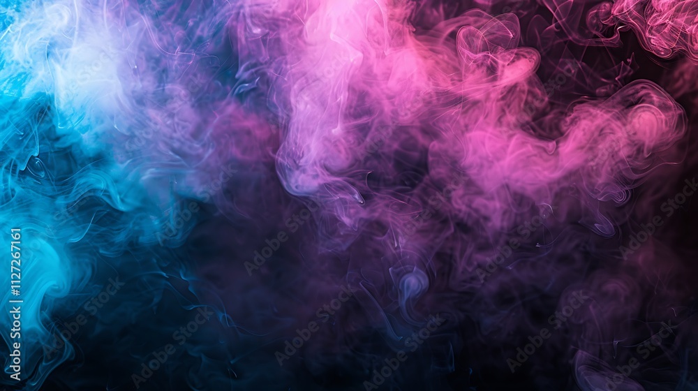 Fototapeta premium Abstract Pink and Blue Smoke Swirls on Black Background